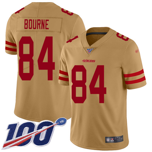 San Francisco 49ers Limited Gold Men Kendrick Bourne NFL Jersey 84 100th Season Vapor Untouchable Inverted